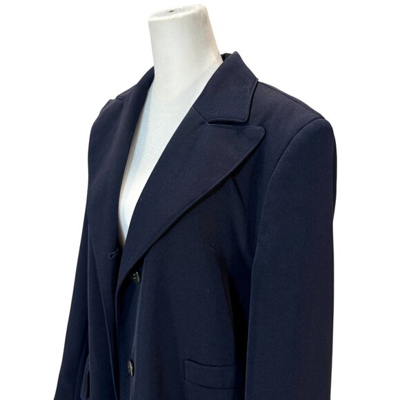 Utex Design Navy Blue Classic Single-Breasted Trench Coat, Size 8 - Picture 2 of 9